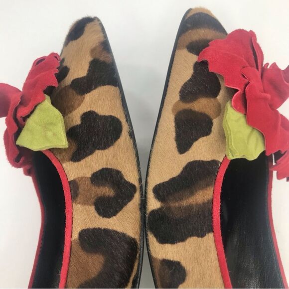 Ramon Tenza Leopard Print Flats with Red Floral Accent - Picture 10 of 16